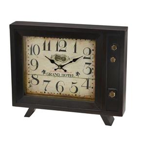 Relógio de Mesa TV Antiga Madeira 34cm Concepts