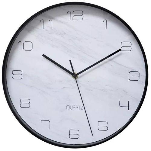 Relógio de Parede 30cm Plástico Preto Marble Urban