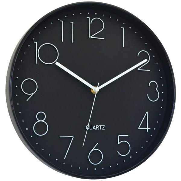 Relógio de Parede 30cm Plástico Preto Modern Dials Urban