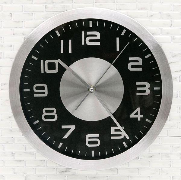 Relógio de Parede 30Cm Preto Alumínio - Sottile