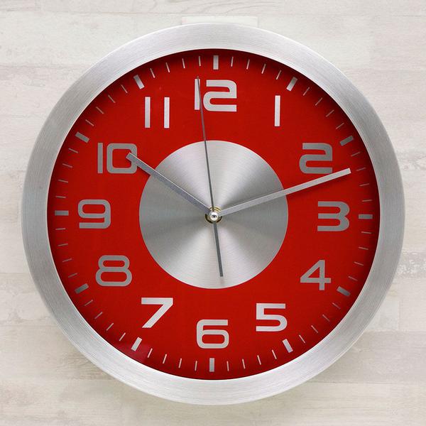 Relógio de Parede 30cm Vermelho Alumínio - Sottile