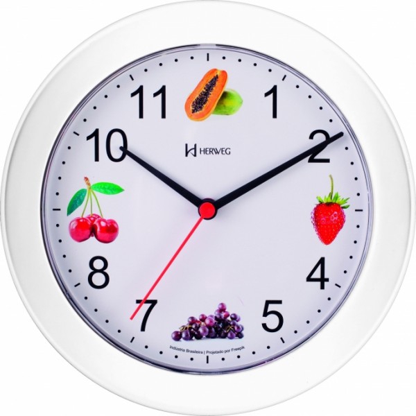 Relógio de Parede 21 Cm Cozinha Branco Frutas Herweg 660070-21