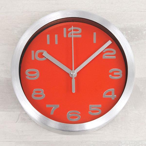 Relógio de Parede 15Cm Vermelho Alumínio - Sottile