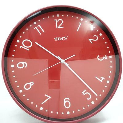 Relógio de Parede 40cm Mecanismo Sweep Yins Vermelho