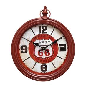 Relógio de Parede 34x40cm Rota Histórica Route 66 - Vermelho