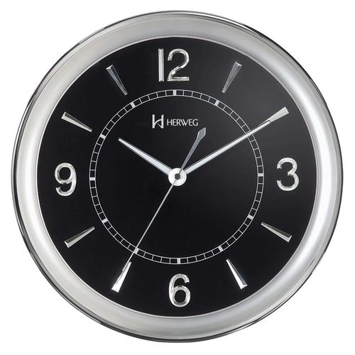 Relógio de Parede 35 Cm Preto com Luz Noturna Herweg 6320