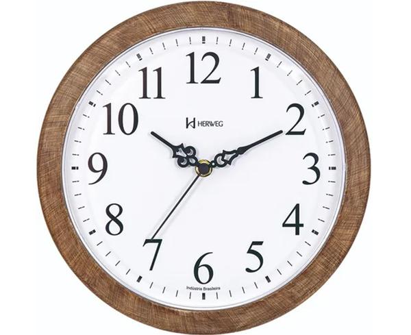 Relógio De Parede 26 Cm Herweg Cor Madeira Lançamento - Ref - 660073-323