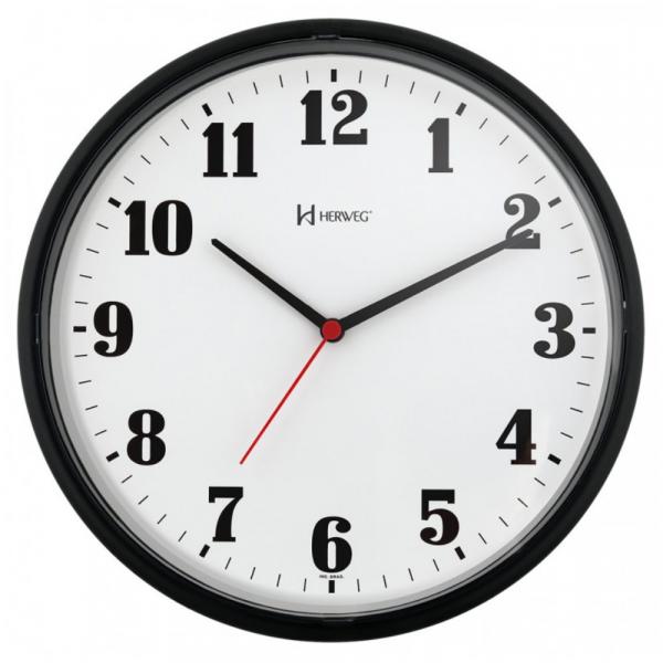 Relógio de Parede 26cm Plástico Cor Preto Ref. 6126-34 Herweg