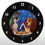 Relógio de Parede - A Dama e o Vagabundo - em Disco de Vinil - Mr. Rock - Disney