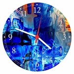 Relógio De Parede Abstrato Arte Moderna Tons Azul