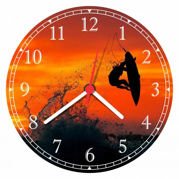 Relógio de Parede Abstrato Surf Surfista Onda Praia Mar Prancha - Vital Quadros