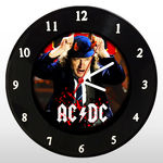 Relógio de Parede - ACDC Angus Young - em Disco de Vinil - Mr. Rock - Banda Música Rock AC/DC