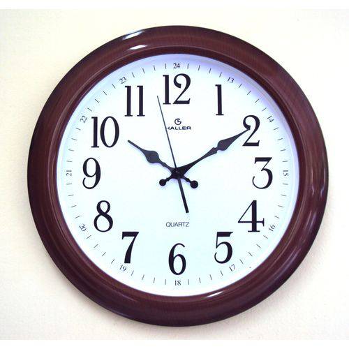 Relógio de Parede Alabama 42cm Diâmetro Imita Madeira Haller
