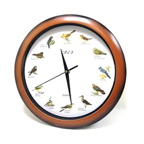 Relógio de Parede Analógico Canto Pássaros Alarme 28cm