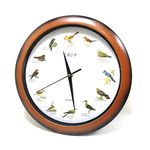Relógio De Parede Analógico Canto Pássaros Alarme 28cm