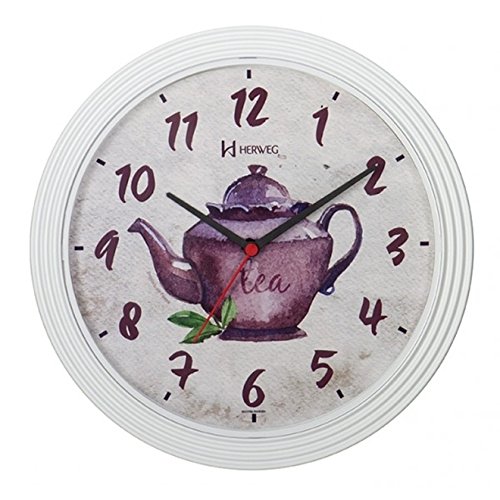 Relógio de Parede Analógico Decorativo Bule Ideal para Cozinha Copa Herweg Branco