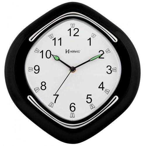 Relógio de Parede Analógico Decorativo Design Moderno Herweg Preto