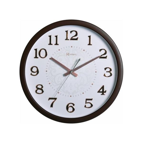 Relógio de Parede Analógico Decorativo Detalhe em Alto Relevo Mecanismo Sweep Herweg Marrom Chocolat