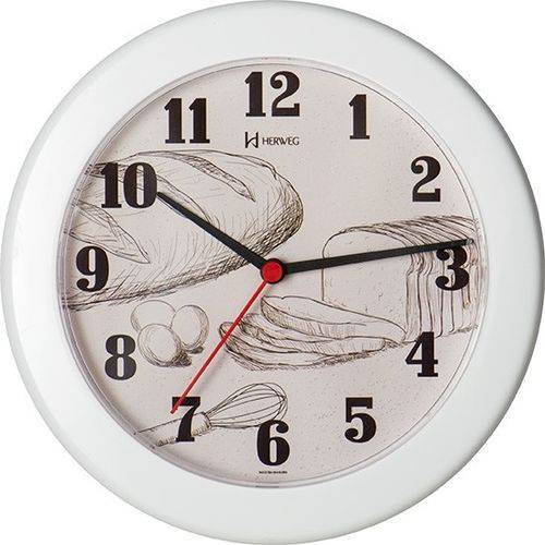 Relógio de Parede Analógico Decorativo Ideal para Cozinha Copa Herweg Branco