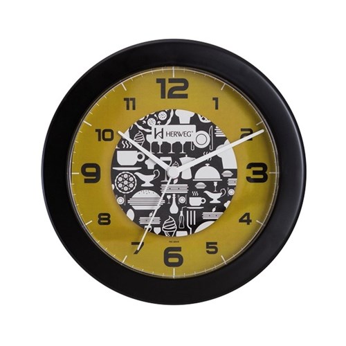 Relógio de Parede Analógico Decorativo Ideal para Cozinha Herweg Preto