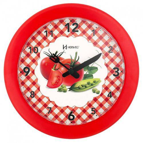 Relógio de Parede Analógico Decorativo Ideal para Cozinha Herweg Vermelho