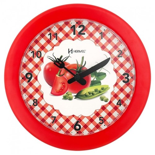 Relógio de Parede Analógico Decorativo Ideal para Cozinha Herweg Vermelho