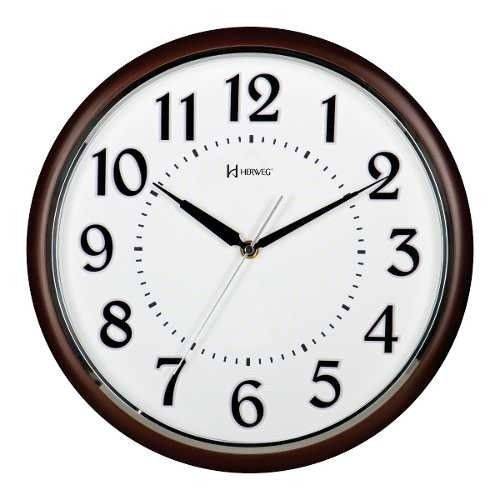 Relógio de Parede Analógico Decorativo Moderno Estilo Madeira Herweg Ipê