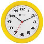 Relógio de Parede Analógico Moderno Mecanismo Step Tic Tac Herweg Amarelo
