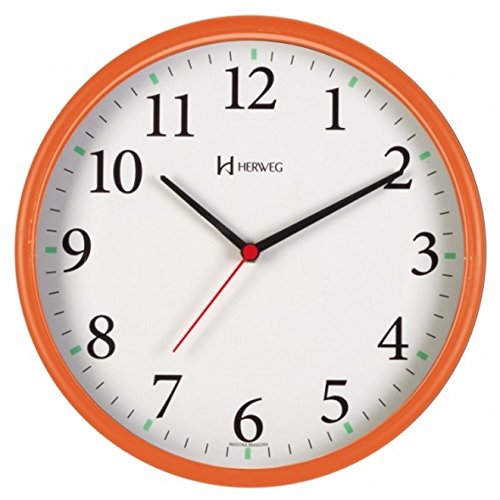 Relógio de Parede Analógico Moderno Mostrador Fosforescente Herweg Laranja