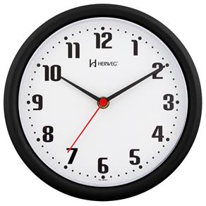 Relógio de Parede Analógico Redondo Preto 6102-034 Herweg