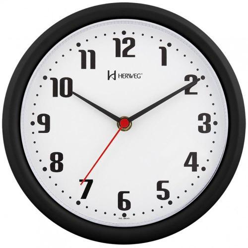 Relógio de Parede Analógico Redondo Preto 6102-034 Herweg