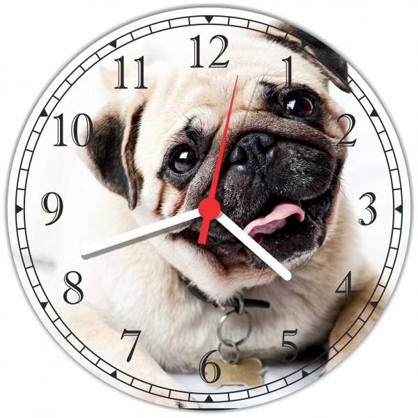 Relógio de Parede Animais Cão Pug Pet Shop - Vital Quadros