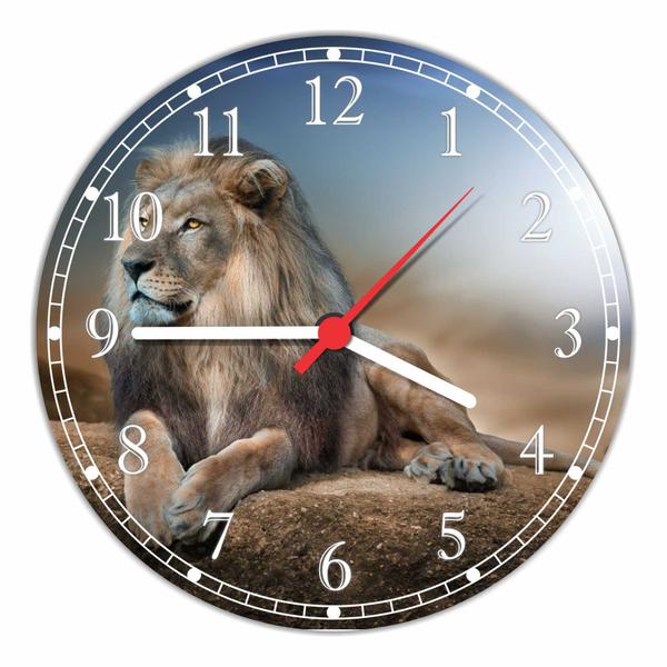 Relógio de Parede Animais Leão Decorações Salas Interior Quartz - Vital Quadros