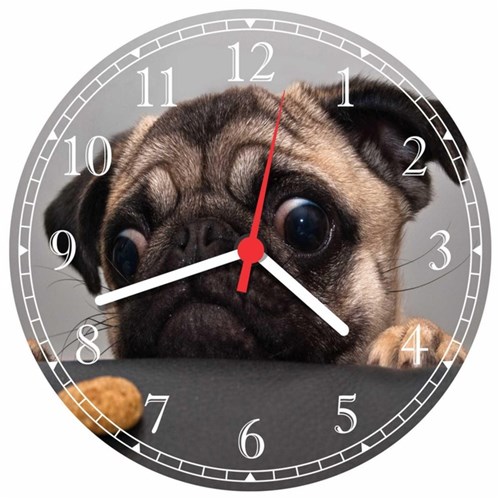 Relógio De Parede Animais Pet Shop Pug Decorações