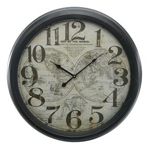Relógio de Parede Antique Mapa Mundi em Metal - 62x62 Cm