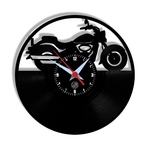 Relógio de Parede Arte no LP Vinil Moto Motocicleta 30cm