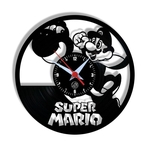 Relógio de Parede Arte no LP Vinil Super Mario Yoshi 30cm