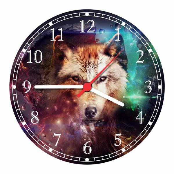 Relógio de Parede Ave Lobo Animais Quartz - Vital Quadros