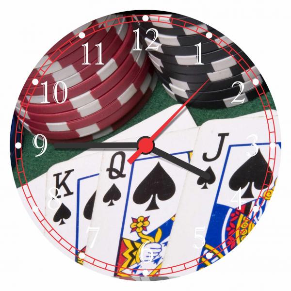 Relógio de Parede Baralho Cartas Naipes Jogos Pôquer - Vital Quadros