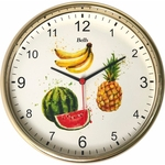 Relógio De Parede Bells Redondo 25,8cm Dourado Metalizado Frutas