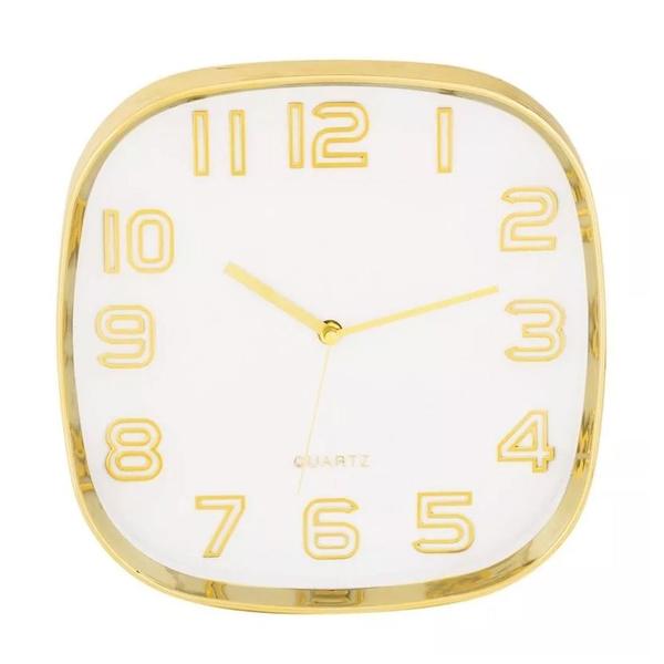 Relógio de Parede Branco Dourado 29CM - Mart