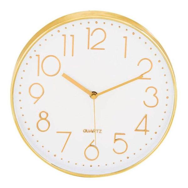 Relógio de Parede Branco e Dourado 30CM - Mart