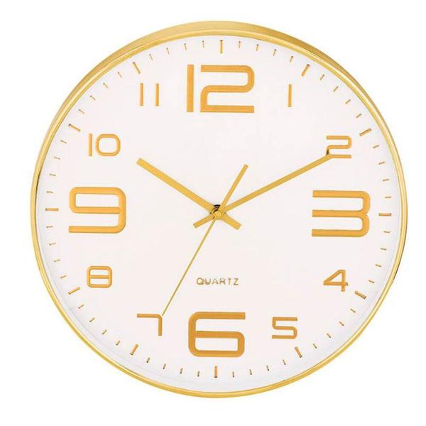 Relógio de Parede Branco e Dourado 35,5CM - Mart