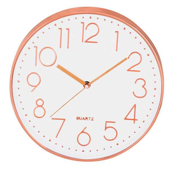 Relógio de Parede Branco e Rose 35,5CM - Mart