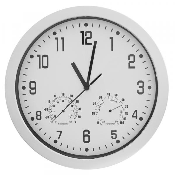 Relógio de Parede C/Termômetro e Higrômetro 30cm Prata - Sottile