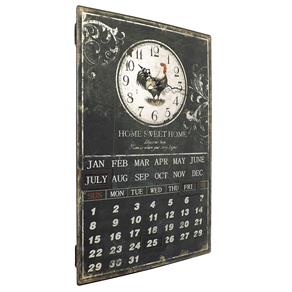 Relógio de Parede Calendário Galo - Oldway - em Metal - 25x38 Cm
