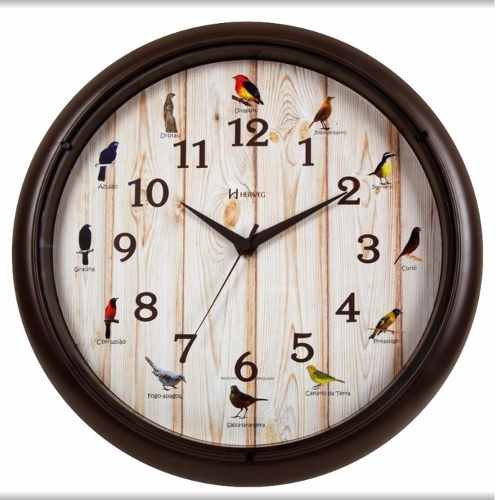 Relógio de Parede Canto dos Pássaros Passarinho Brasileiro 40cm Herweg Ref. - 6691