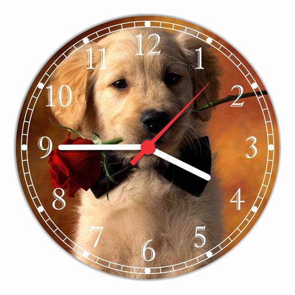 Relógio de Parede Cão Pet Shop Animais Cachorro Decorações Interior Quartz - Vital Quadros
