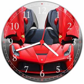 Relógio de Parede Carro Ferrari Vermelha Portas Abertas