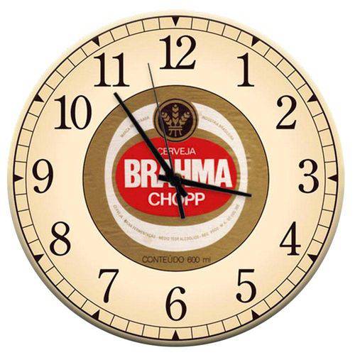 Relógio de Parede Cerveja Brahma Chopp Bege em Mdf - 28 Cm